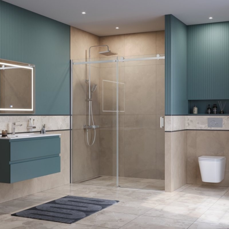 Душевая дверь BelBagno SOFT_CLOSE-2-BF-1-160-C-Cr, 160 см, стекло прозрачное, профиль хром