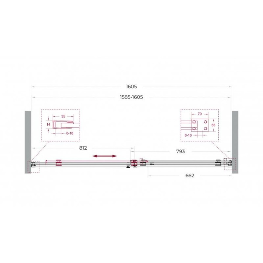 Душевая дверь BelBagno SOFT_CLOSE-2-BF-1-160-C-Cr, 160 см, стекло прозрачное, профиль хром