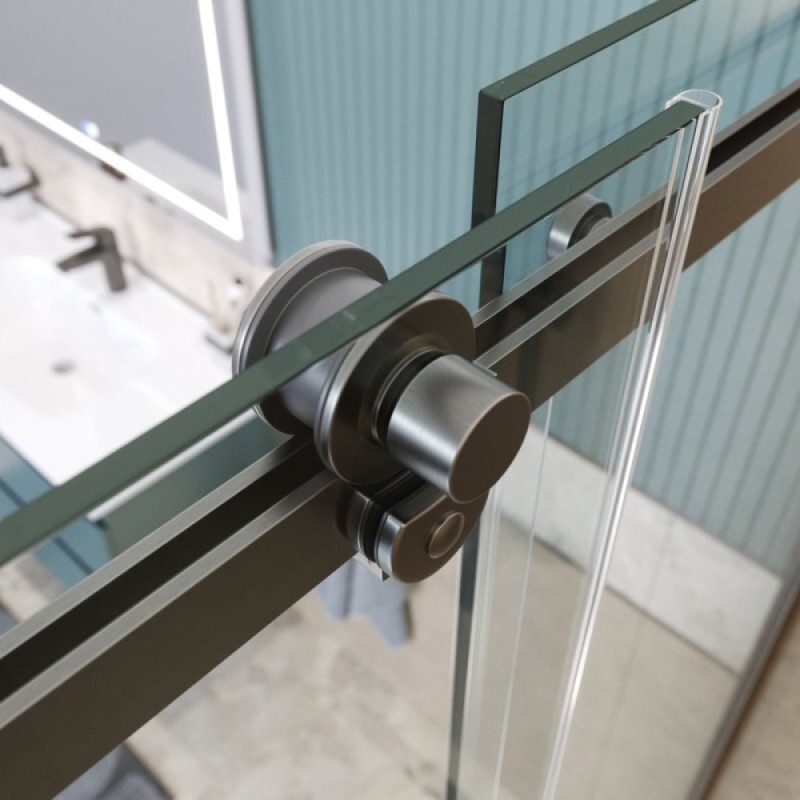 Душевая дверь BelBagno SOFT_CLOSE-2-BF-1-180-C-GM, 180 см, стекло прозрачное, профиль вороненая сталь, gunmetal