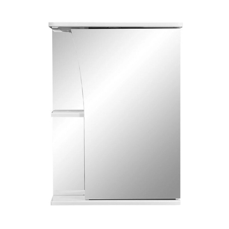 Зеркальный шкаф Stella Polar Волна Винчи, 50 см, с подсветкой, левый , белый