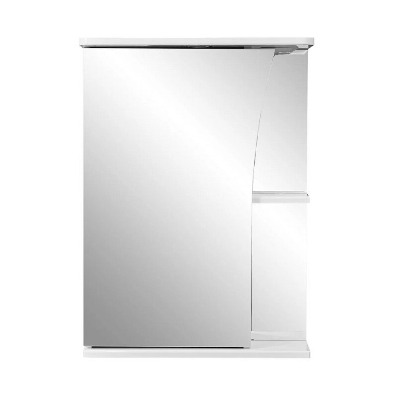 Зеркальный шкаф Stella Polar Волна Винчи, 50 см, с подсветкой, правый , белый