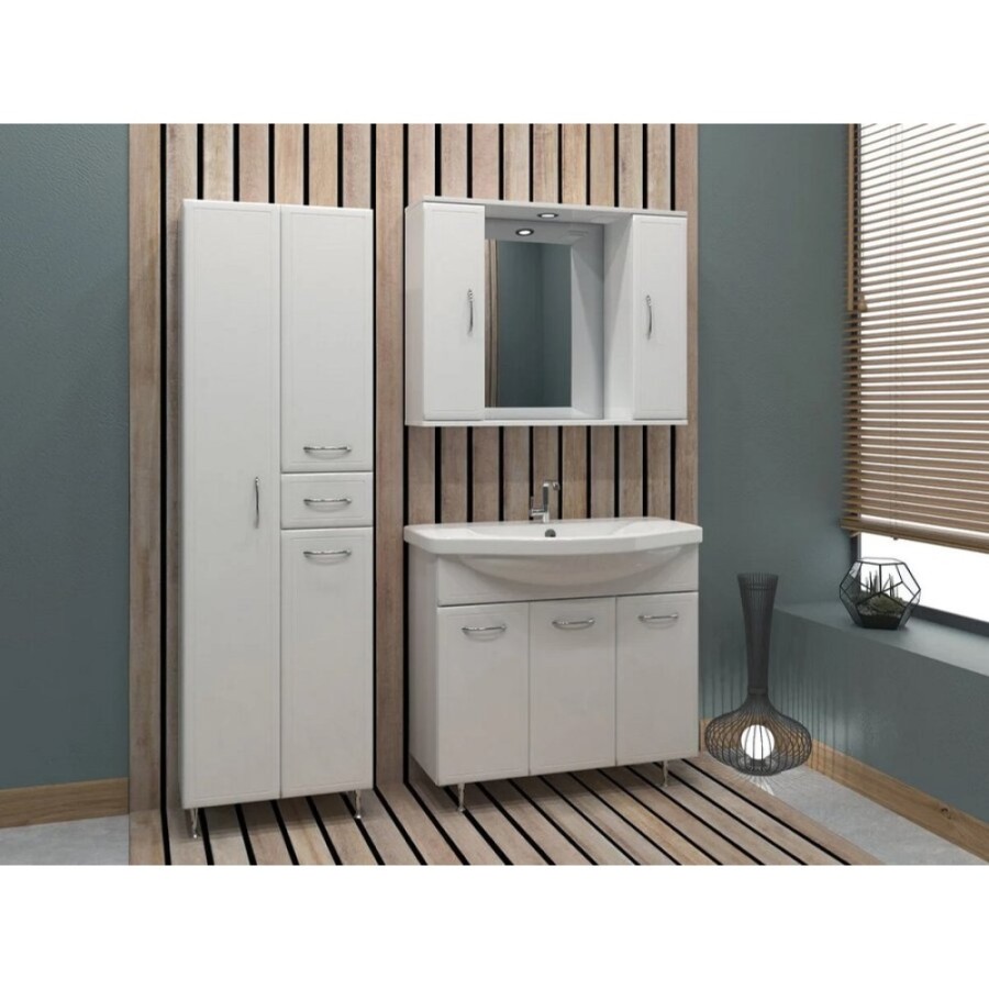 Зеркальный шкаф Stella Polar Концепт 90/C SP-00000131, 90 см, подвесной, с подсветкой, белый