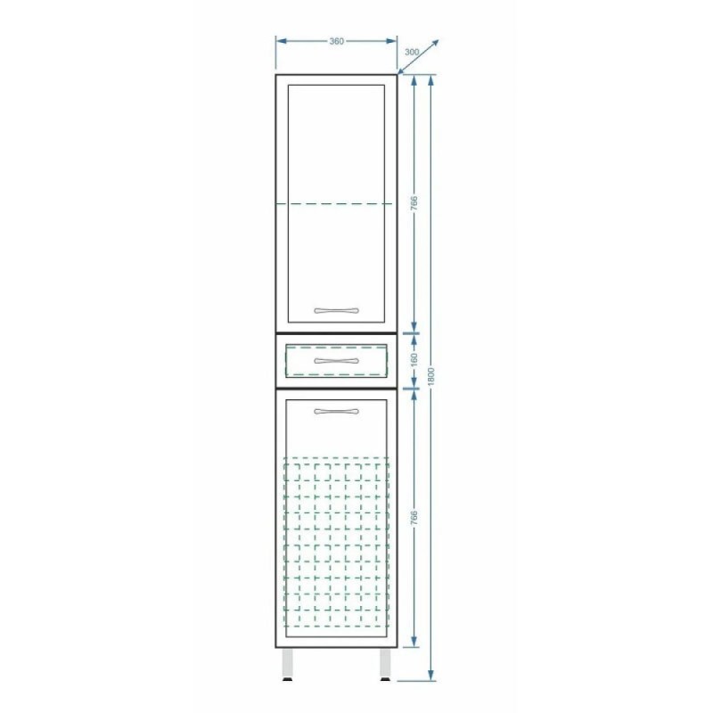 Пенал Stella Polar Концепт 36 SP-00000146, 36 см, напольный, белый
