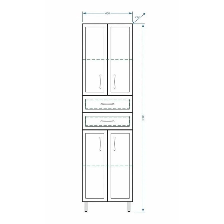 Пенал Stella Polar Концепт 48 SP-00000149, 48 см, напольный, белый