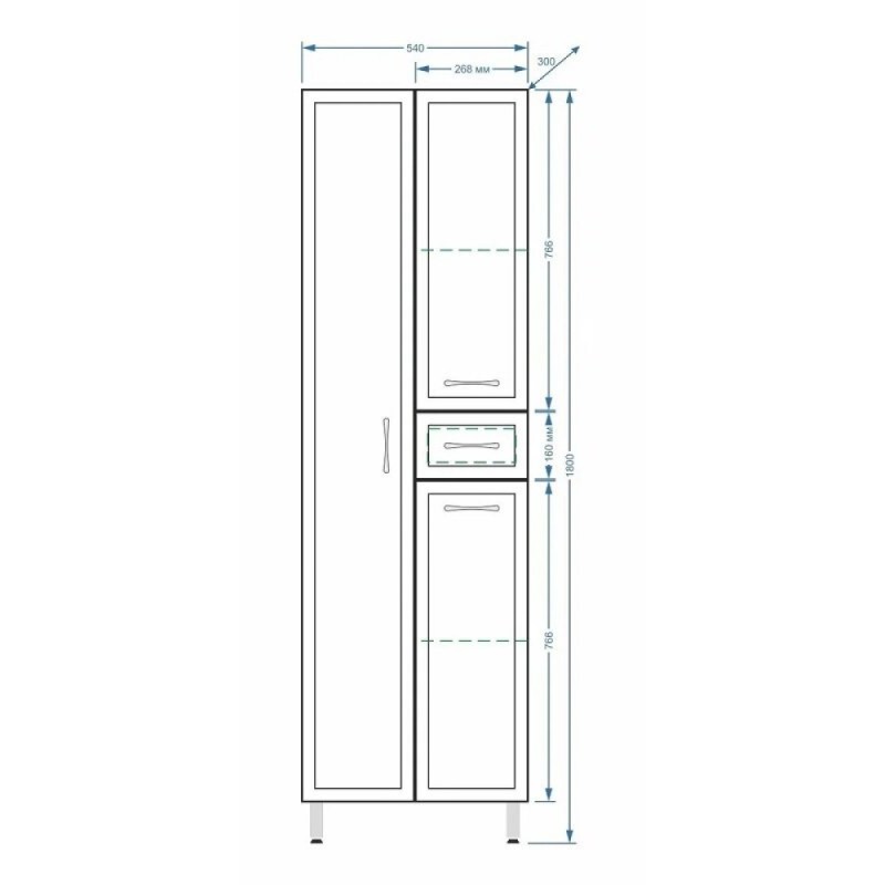 Пенал Stella Polar Концепт 54 SP-00000150, 54 см, напольный, белый