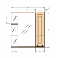 Зеркальный шкаф Stella Polar Кармела 75/C SP-00000182, 75 см, подвесной, правый, карпатская ель