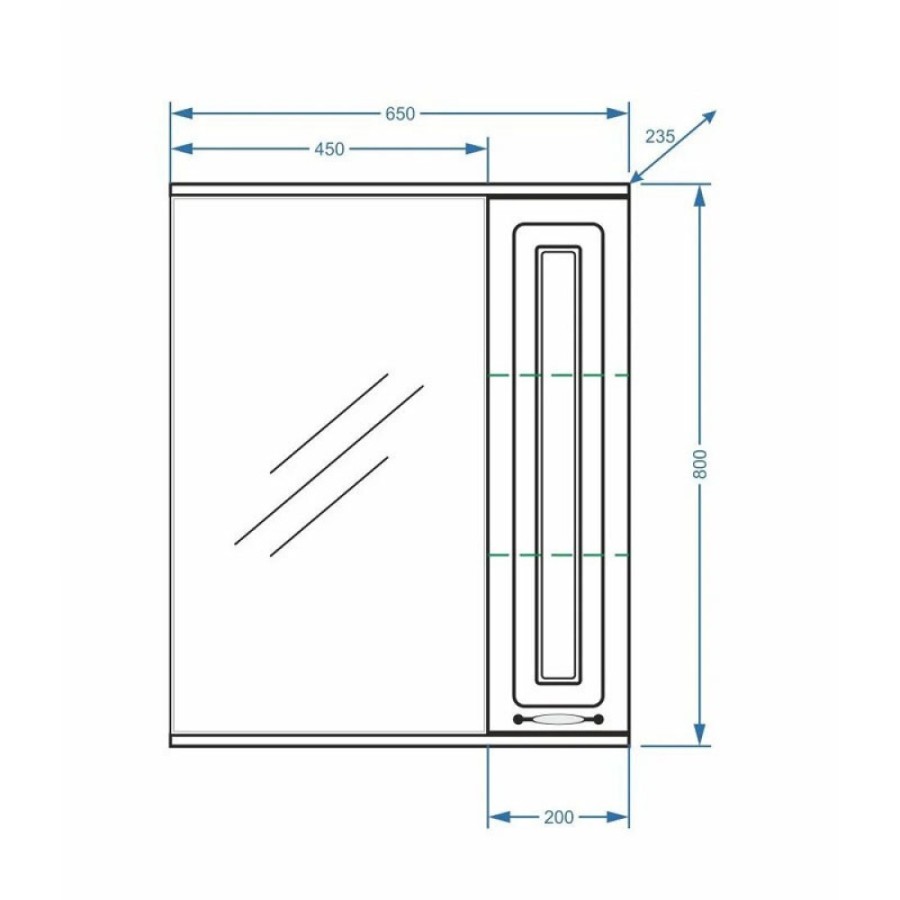 Зеркальный шкаф Stella Polar Кармела 65/C SP-00000184, 65 см, подвесной, правый, ольха белая