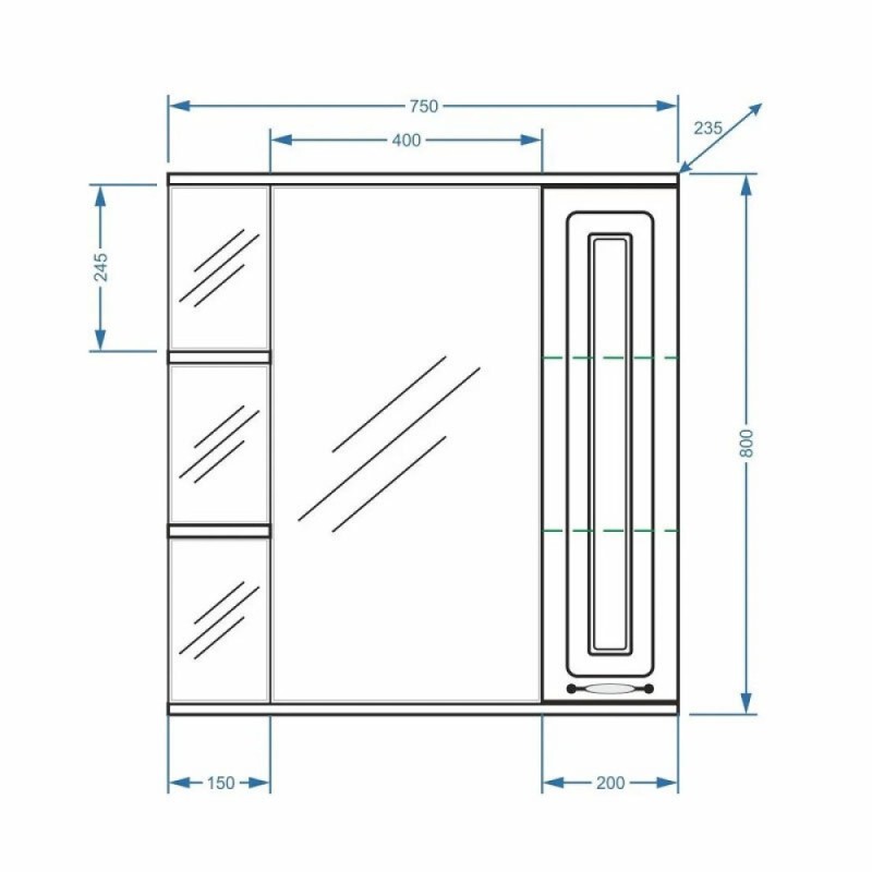 Зеркальный шкаф Stella Polar Кармела 75/C SP-00000185, 75 см, подвесной, правый, ольха белая