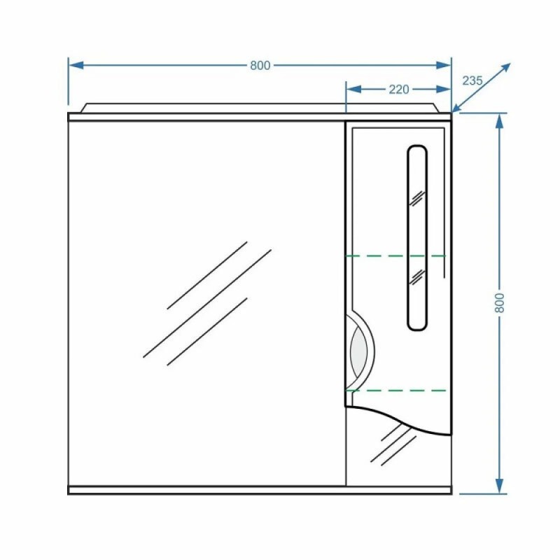 Зеркальный шкаф Stella Polar Сильва 80/C SP-00000206, 80 см, правый, с подсветкой, белый