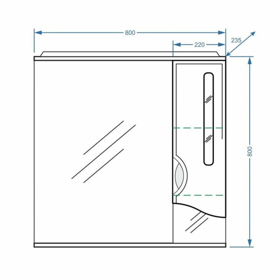 Зеркальный шкаф Stella Polar Сильва 80/C SP-00000206, 80 см, правый, с подсветкой, белый