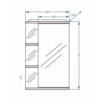 Зеркальный шкаф Stella Polar Концепт Нелея 45/C SP-00000223, 45 см, подвесной, с подсветкой, белый, правый