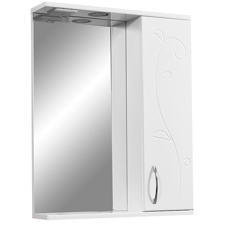 Зеркальный шкаф Stella Polar Фантазия 55/C SP-00000224, 55 см, подвесной, правый, с подсветкой, белый