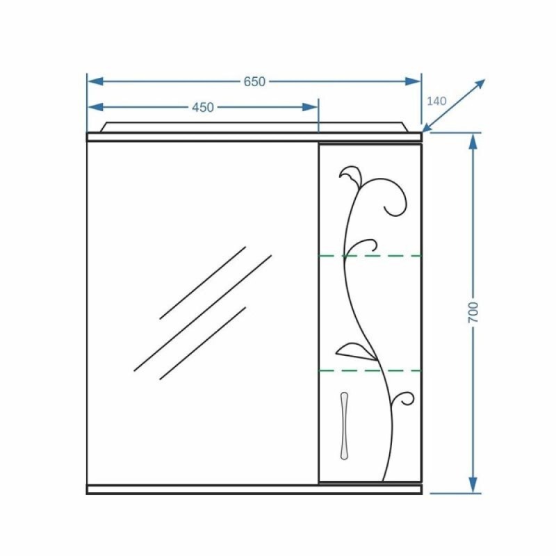 Зеркальный шкаф Stella Polar Фантазия 65/C SP-00000225 65 см, с подсветкой, правый, белый