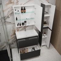 Зеркальный шкаф Stella Polar Анда SP-00001137, 80 см, с подсветкой, белый, правый