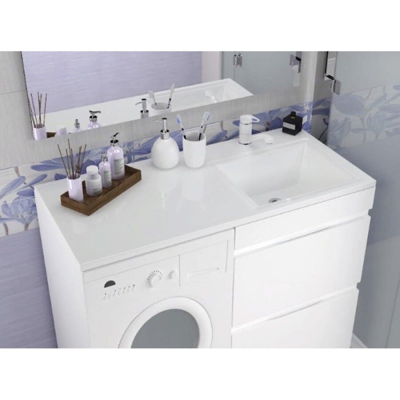 Раковина Stella Polar Мадлен L/R, 105.3 х 48.5 см, для установки над стиральной машиной, белая, SP-00001367
