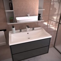 Раковина Stella Polar Флур SP-00001484, 80 см, искусственный камень, белый