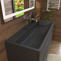 Раковина Stella Polar Арта SP-00001725, 100 см, искусственный камень, черный