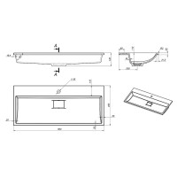 Раковина Stella Polar Арта SP-00001726, 80 см, искусственный камень, черный