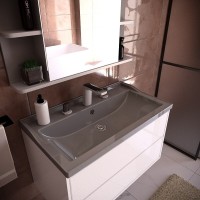 Раковина Stella Polar Флур SP-00001728, 80 см, искусственный камень, серый