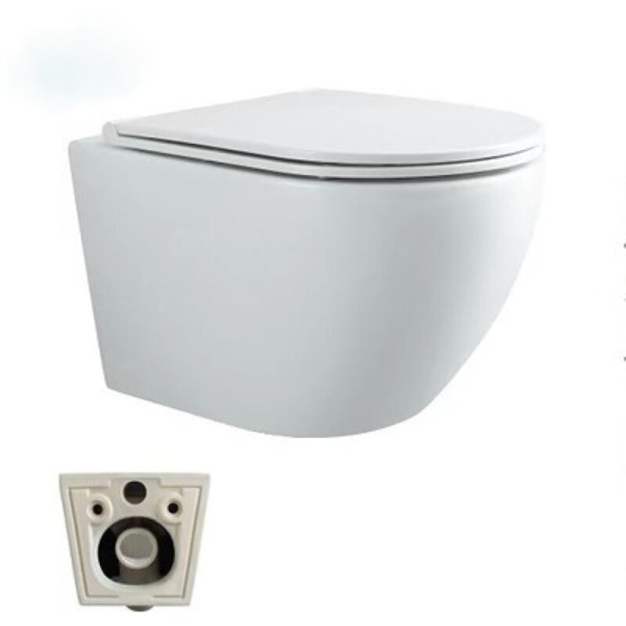 Подвесной унитаз Stella Polar Дения KN9722003, SP-00001845, безободковый, смыв торнадо, крышка-сиденье микролифт, белый