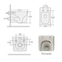 Подвесной унитаз Stella Polar Ибица KN9722004, SP-00001846, безободковый, смыв торнадо, крышка-сиденье микролифт, белый