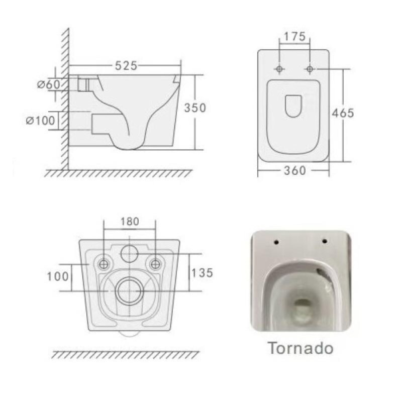 Подвесной унитаз Stella Polar Ибица KN9722004, SP-00001846, безободковый, смыв торнадо, крышка-сиденье микролифт, белый