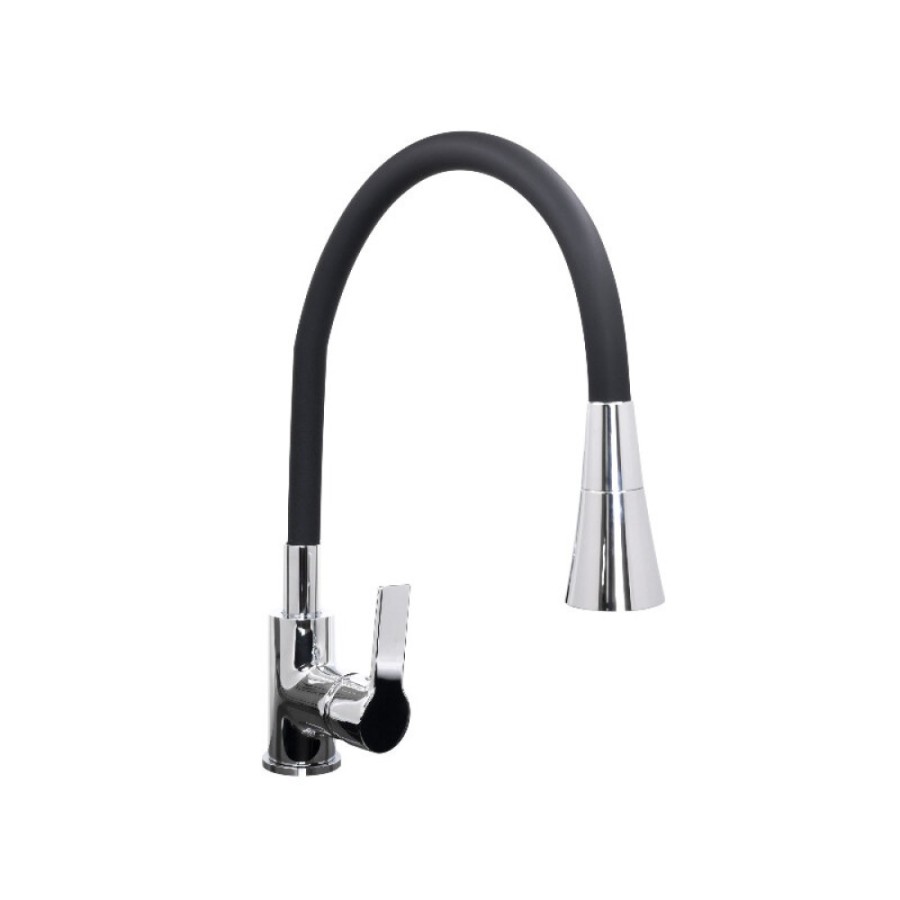 Смеситель для кухонной мойки Stella Polar Тулуза SP-00001978, с гибким изливом, цвет хром/черный