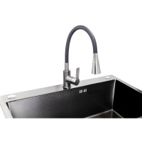 Смеситель для кухонной мойки Stella Polar Тулуза SP-00001979, с гибким изливом, цвет оружейная сталь/черный