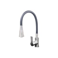 Смеситель для кухонной мойки Stella Polar Тулуза SP-00001979, с гибким изливом, цвет оружейная сталь/черный