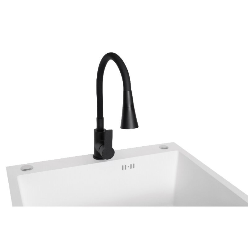 Смеситель для кухонной мойки Stella Polar Тулуза SP-00001980, с гибким изливом, цвет черный матовый