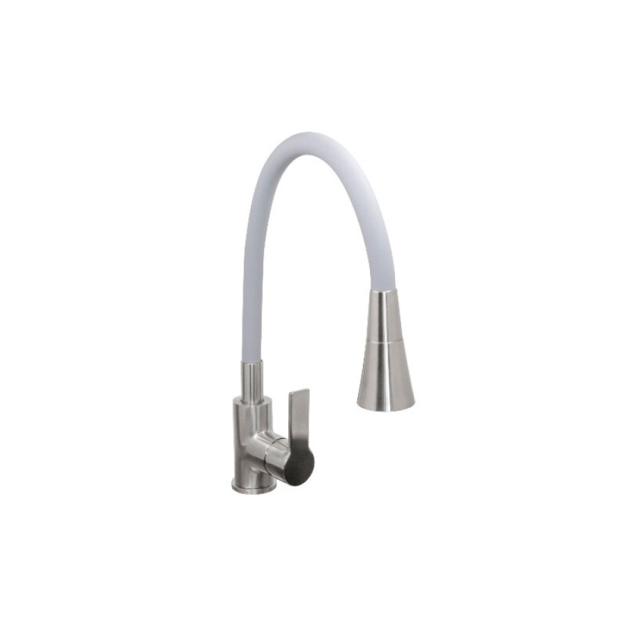 Смеситель для кухонной мойки Stella Polar Тулуза SP-00001981, с гибким изливом, цвет сатин/серый