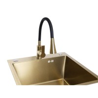 Смеситель для кухонной мойки Stella Polar Тулуза SP-00001982, с гибким изливом, цвет золото матовое/черный