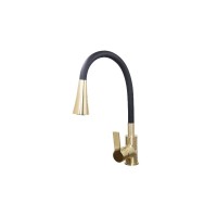 Смеситель для кухонной мойки Stella Polar Тулуза SP-00001982, с гибким изливом, цвет золото матовое/черный