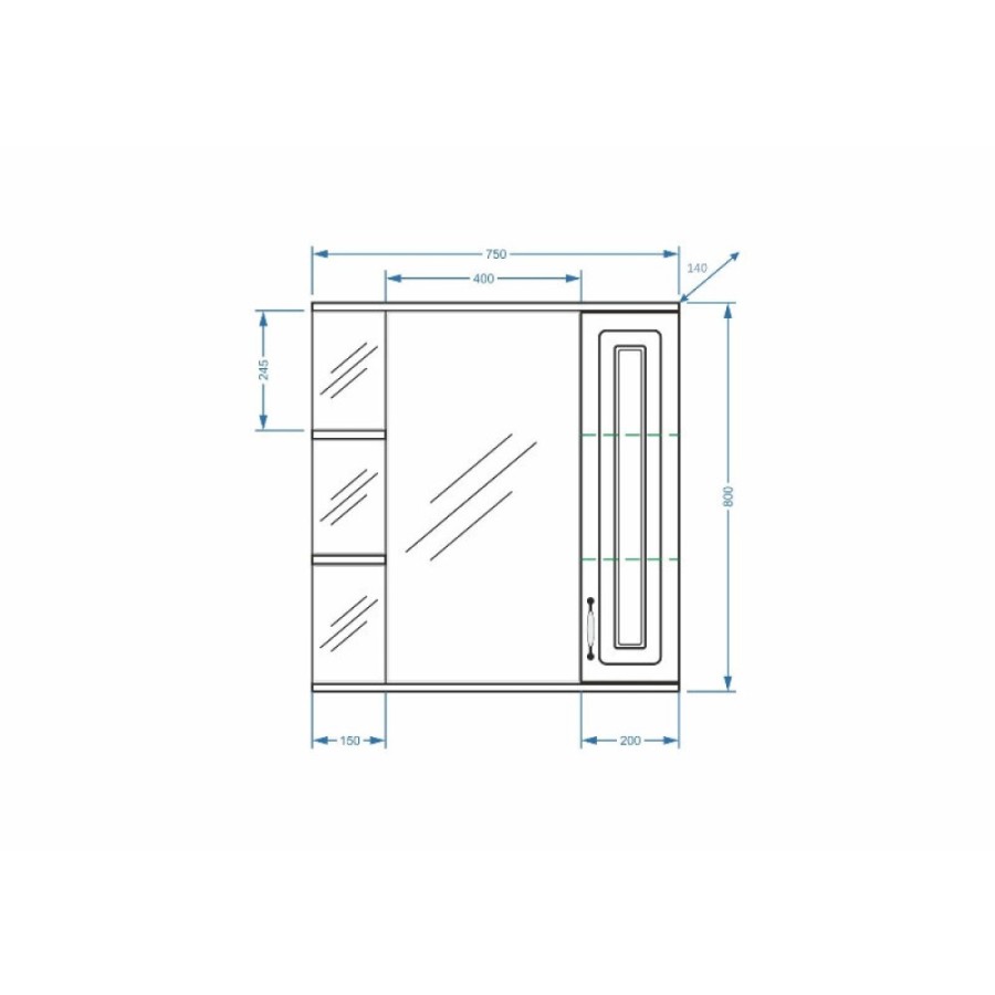 Зеркальный шкаф Stella Polar Кармела SP-00002032, 75 см, белое серебро, правый