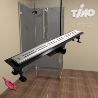Дренажный канал Timo Eco SP10-800, 80 см, желоб из пластика, перфорированная решетка, хром, SP10800-DG10800