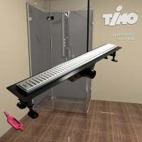 Дренажный канал Timo Eco SP10-900, 90 см, желоб из пластика, перфорированная решетка, хром, SP10900-PC10900