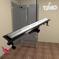 Дренажный канал Timo Eco SP10-900, 90 см, желоб из пластика, перфорированная решетка, хром, SP10900-SG10900