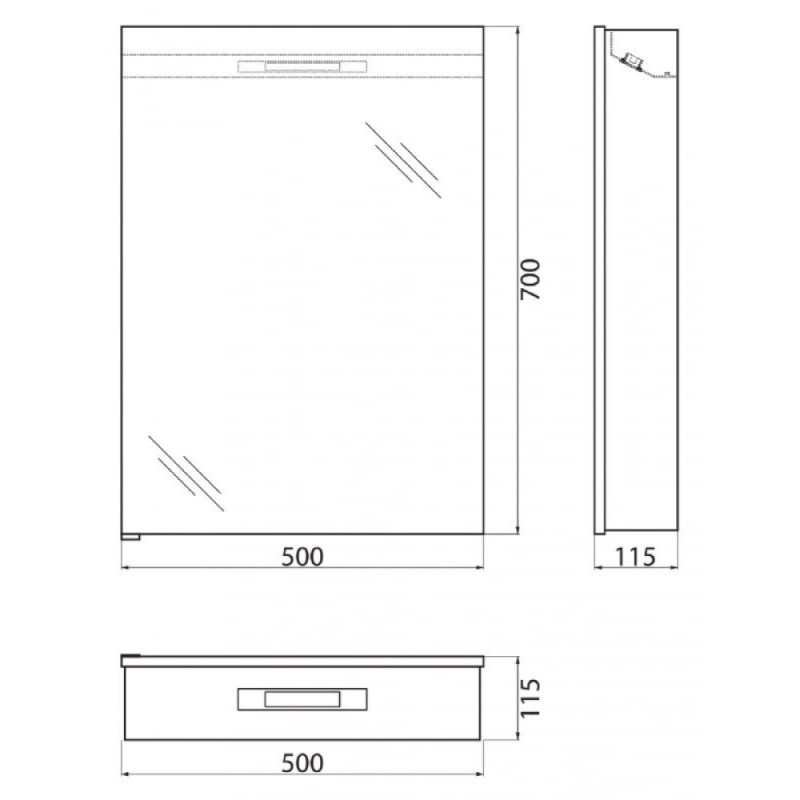 Зеркальный шкаф BelBagno SPC-1A-DL-BL-500, 50 см, подвесная, белый