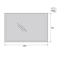 Зеркало BelBagno SPC-GRT-1000-600-LED-TCH 100 x 60 см со встроенным светильником и сенсорным выключателем