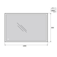 Зеркало BelBagno SPC-GRT-1000-800-LED-TCH 100 x 80 см со встроенным светильником и сенсорным выключателем