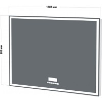 Зеркало BelBagno SPC-GRT-1000-800-LED-TCH-RAD 100 x 80 см со встроенным светильником, сенсорным выключателем, bluetooth, цифровым термометром, радио