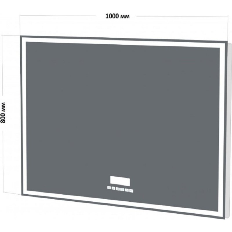 Зеркало BelBagno SPC-GRT-1000-800-LED-TCH-RAD 100 x 80 см со встроенным светильником, сенсорным выключателем, bluetooth, цифровым термометром, радио