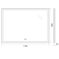 Зеркало BelBagno SPC-GRT-1100-800-LED-TCH-WARM 110 см, светодиодная подсветка, с сенсорным выключателем, с подогревом