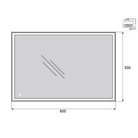 Зеркало BelBagno SPC-GRT-500-600-LED-TCH 50 x 60 см со встроенным светильником и сенсорным выключателем