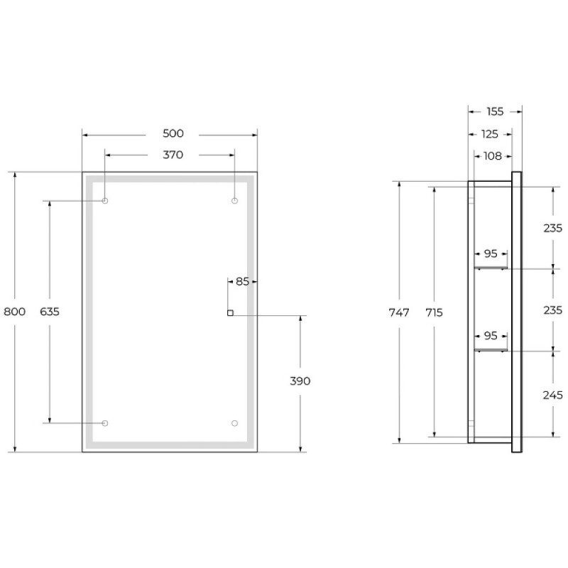 Зеркальный шкаф BelBagno SPC-GRT-500/800-1A-LED-TCH, 50 см, с LED подсветкой, белый