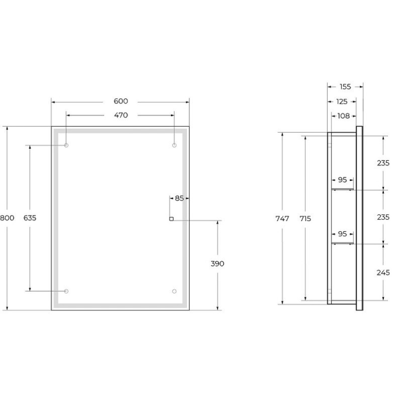 Зеркальный шкаф BelBagno SPC-GRT-600/800-1A-LED-TCH, 60 см, с LED подсветкой, белый