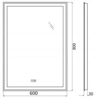 Зеркало BelBagno SPC-GRT-600-800-LED-TCH-WARM, 60 см, с подсветкой, белый