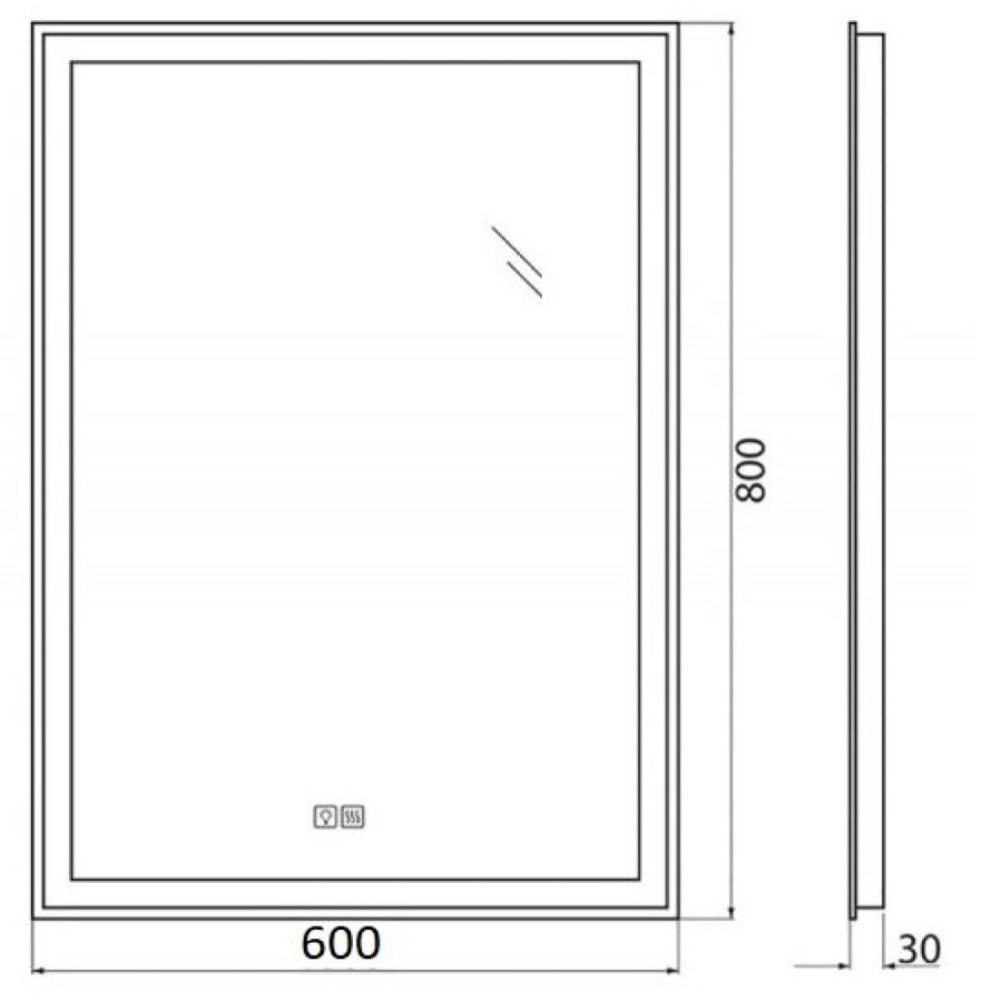 Зеркало BelBagno SPC-GRT-600-800-LED-TCH-WARM, 60 см, с подсветкой, белый