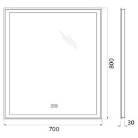 Зеркало BelBagno SPC-GRT-700-800-LED-TCH-WARM, 70 см, с подсветкой, белый
