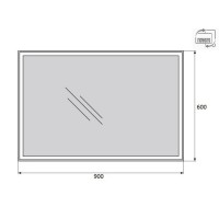 Зеркало BelBagno SPC-GRT-900-600-LED-BTN 90 x 60 см со встроенным светильником и кнопочным выключателем